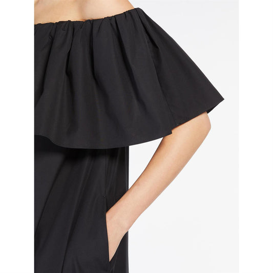Max Mara Studio Petali Poplin Off-the-skulder kjole Sort - ZhosLaila