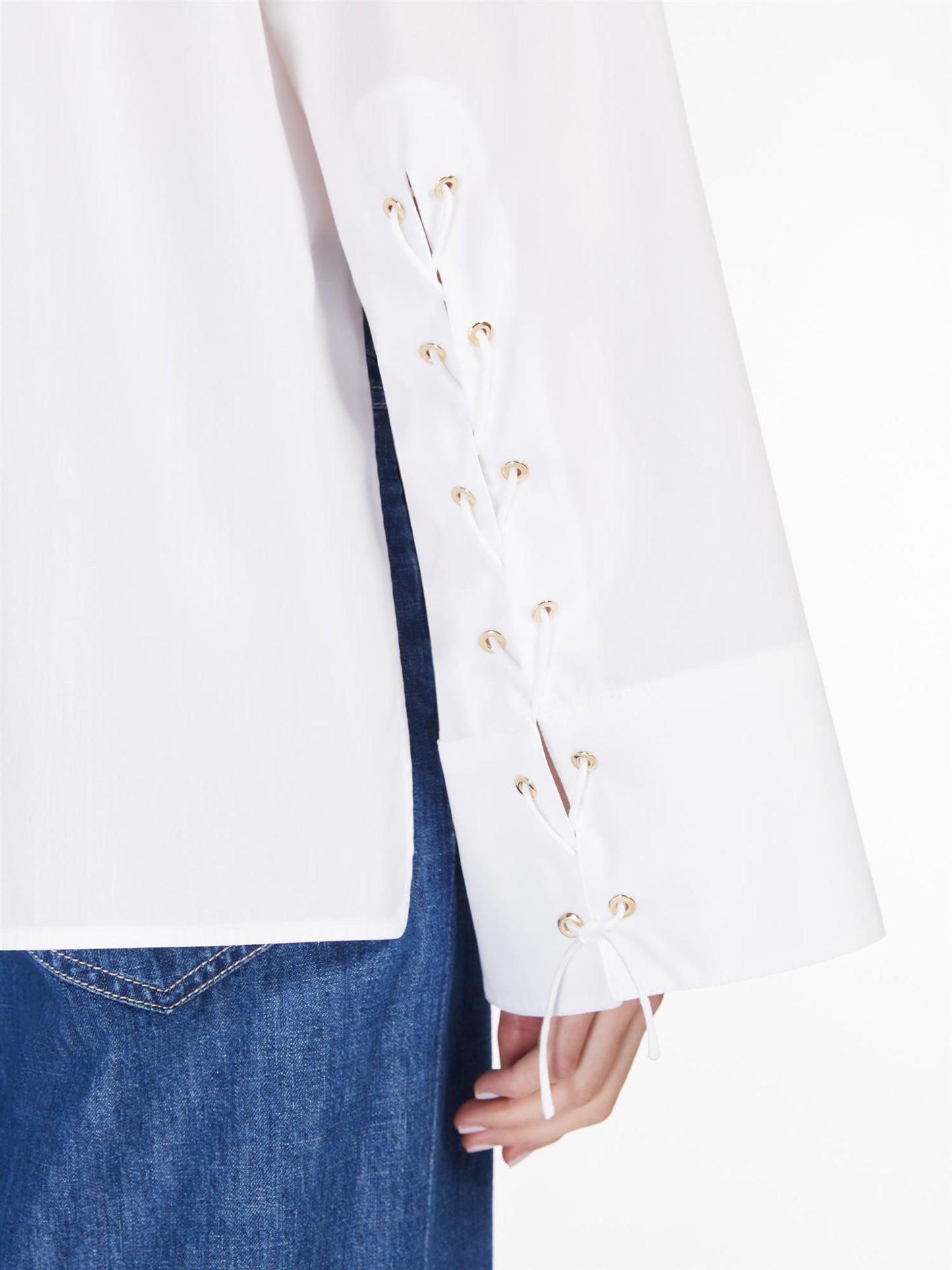 Max Mara Studio Marte Poplinskjorte med snøring Hvit - ZhosLaila