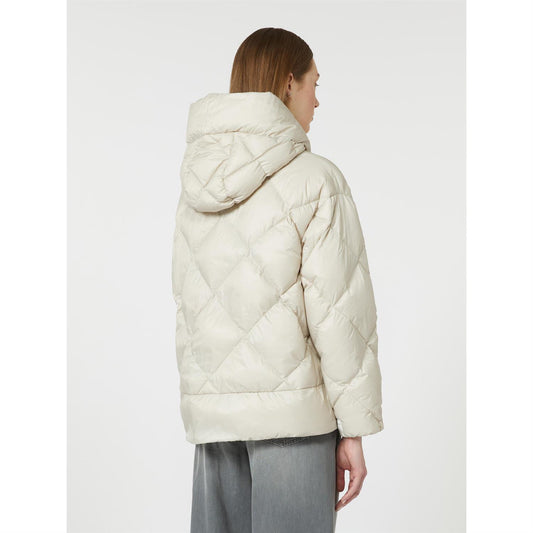 Max Mara Vannavvisende dunjakke i kanvas med belte Off-White