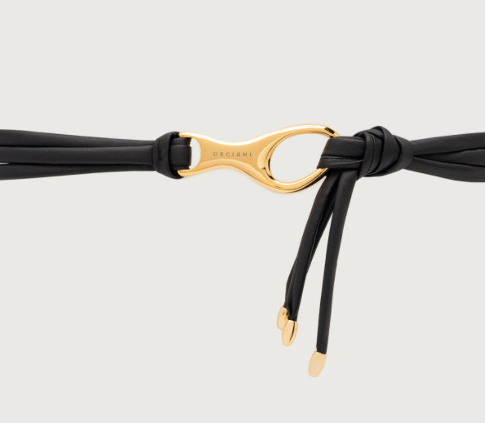 Orciani Nappa B knyttet skinnbelte 1,3cm Sort - ZhosLaila