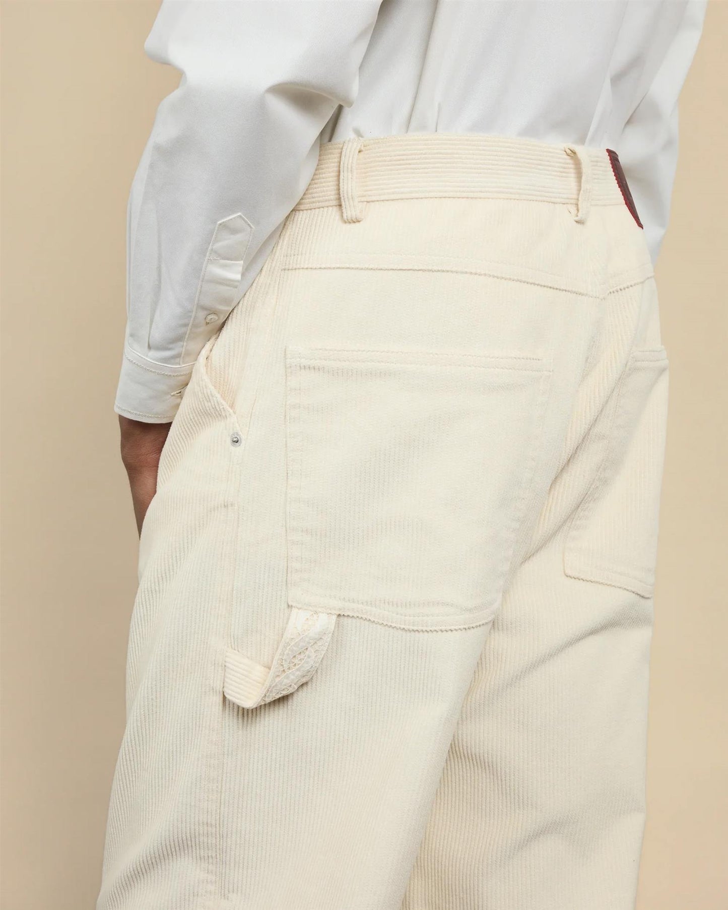 Le Pantalon Baggy fløyelsbukser Ecru/Kremfarget