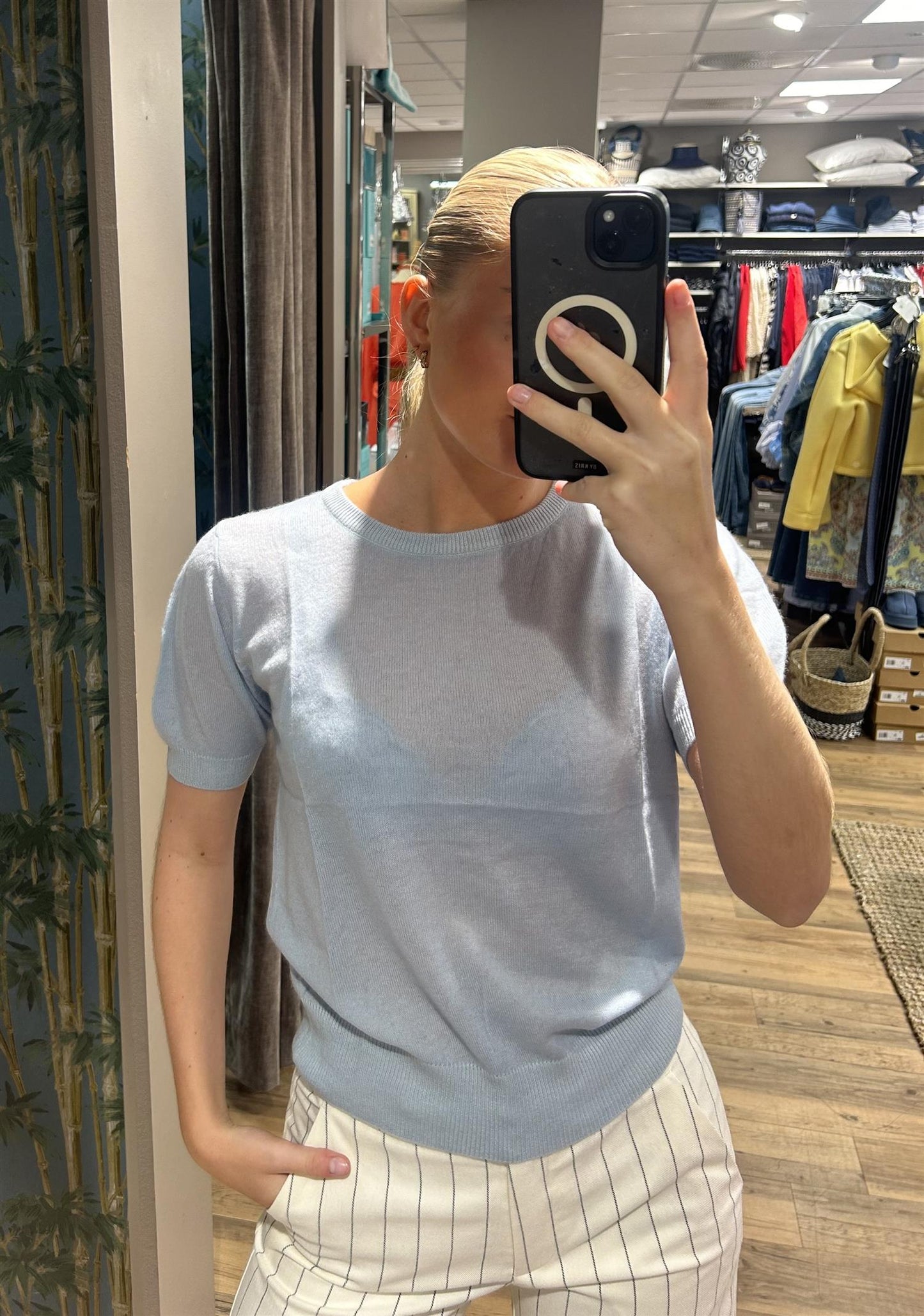 Warm Me Linn cashmere kortermet genser Lyseblå - ZhosLaila