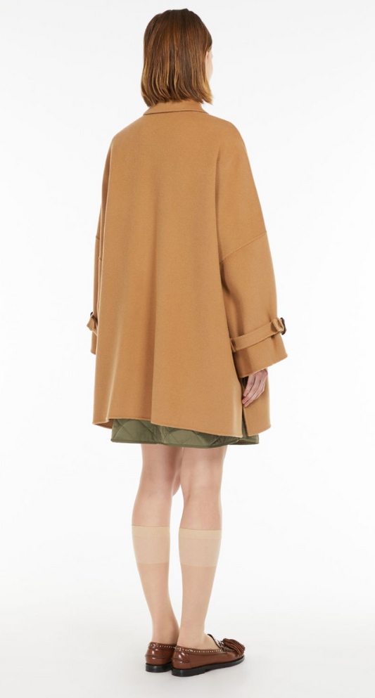 Max Mara Oncia Komfortabel, dobbeltsidig kåpe i ullblanding Camel - ZhosLaila