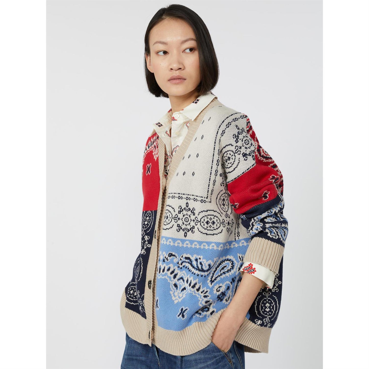 Max Mara Baobab Overdimensjonert cardigan i jacquardgarn