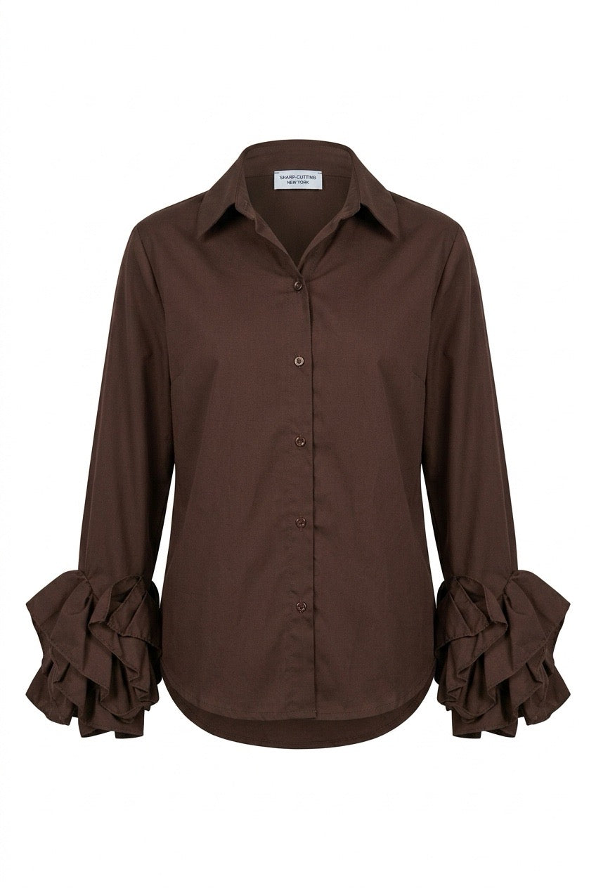 Simplicity Pearl bluse Mørkebrun
