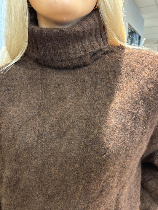 Allude høyhalset krage genser Brun - ZhosLaila
