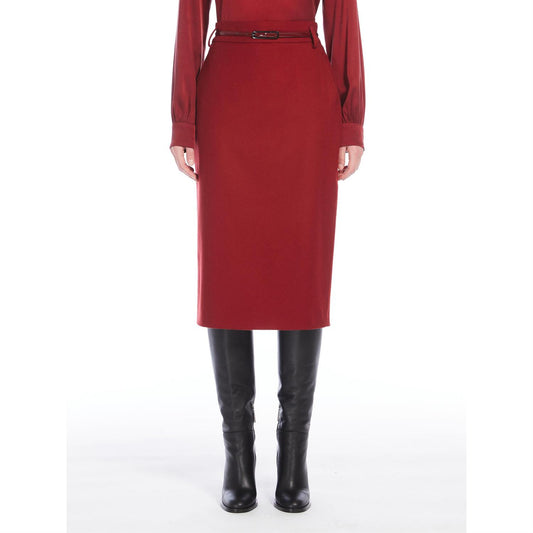 Max Mara Studio Blyantskjørt i ull - Bordeaux - ZhosLaila