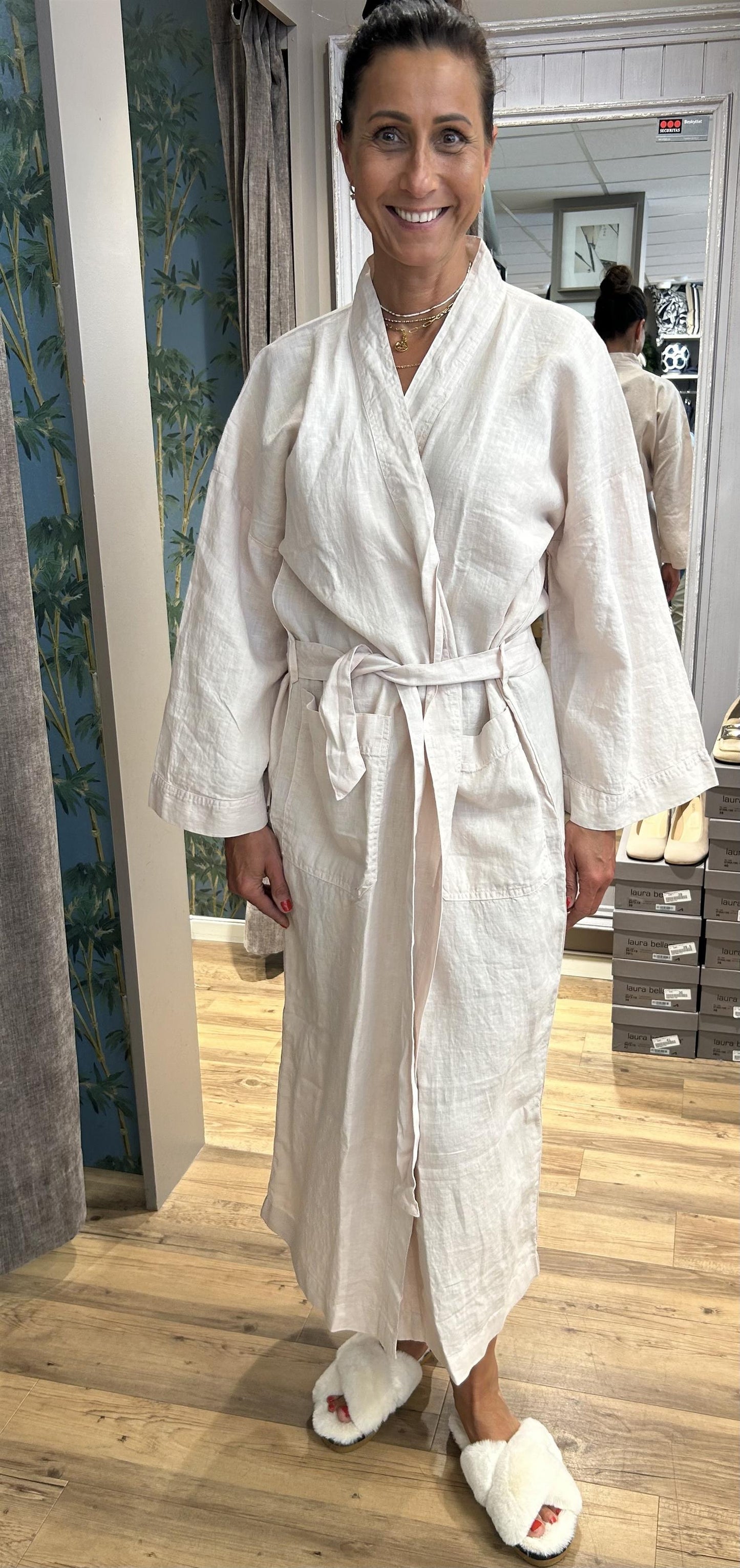 Aiayu morgenkåpe Kimono lin Lys Rosa - ZhosLaila