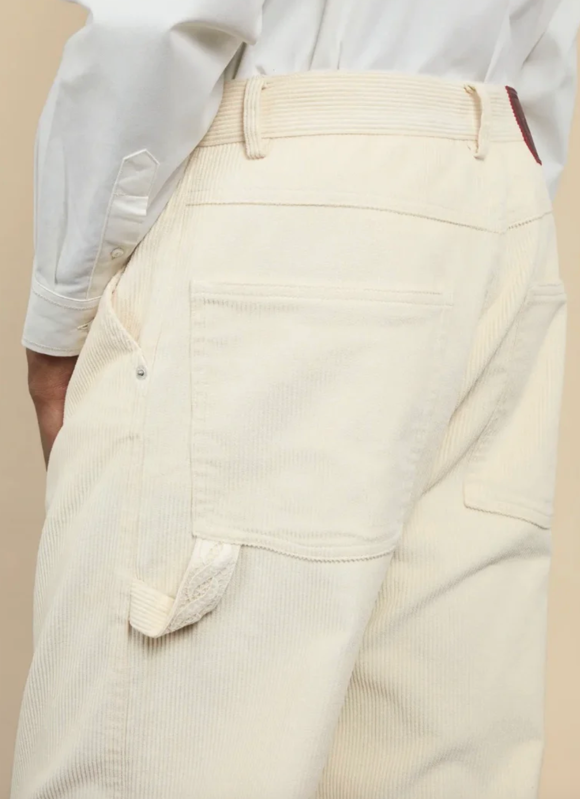 Le Pantalon Baggy Velours Ecru/Cream