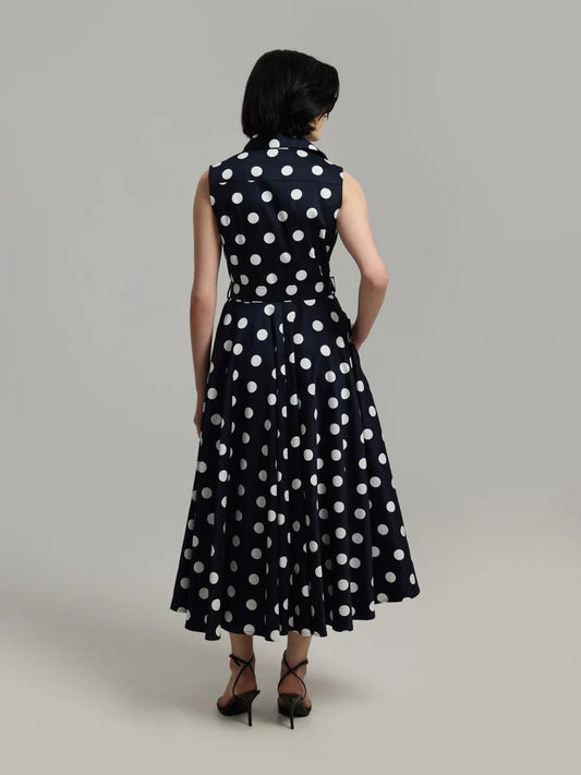 Andiata Aramis kjole Blå med hvit Polkaprikker