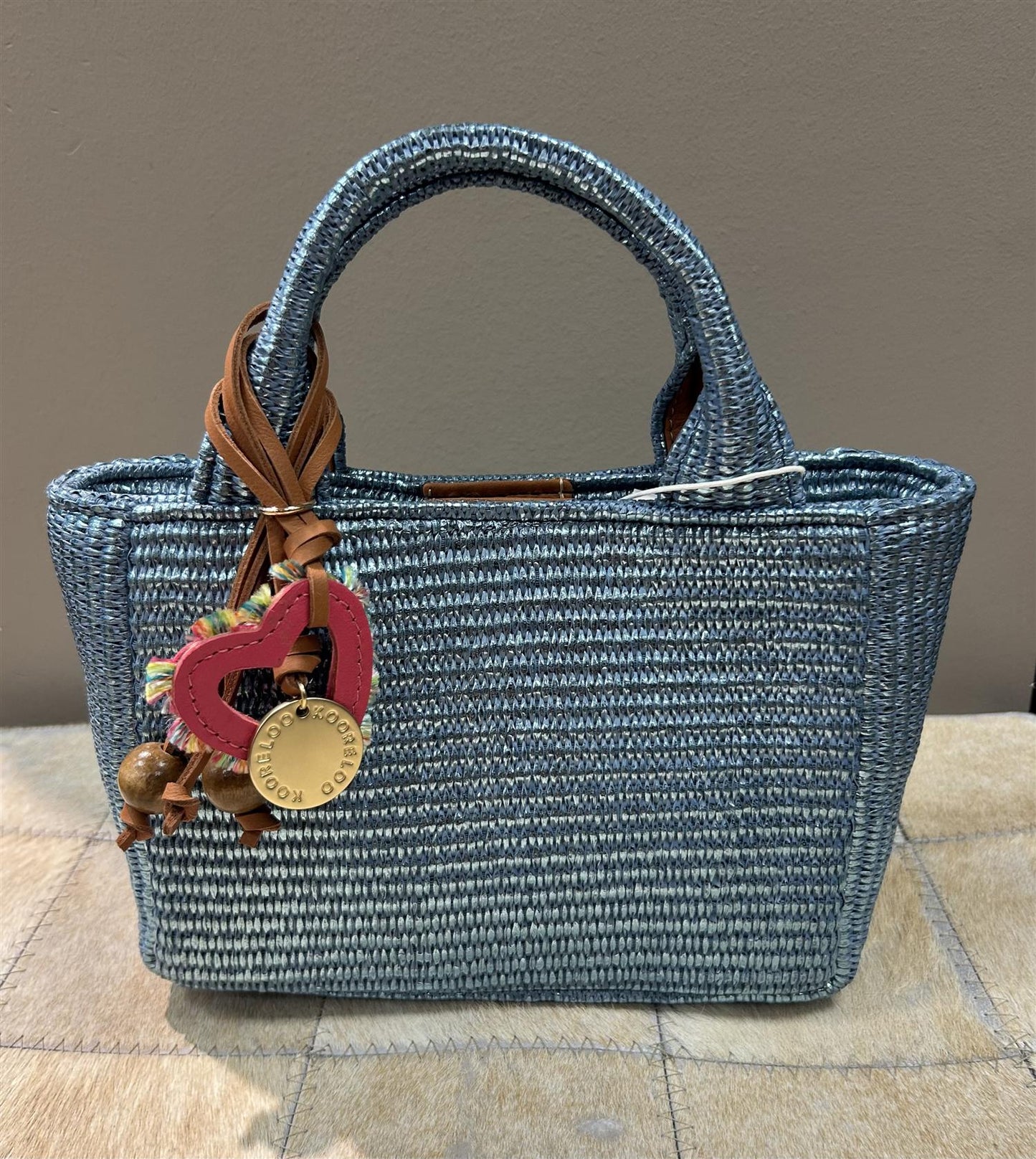 Kooreloo Mini Charming Tote Raffia Blå