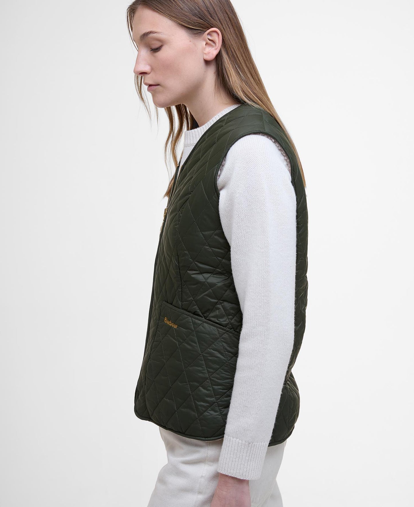 Barbour Markenfil liner vest Oliven-Naturlig - ZhosLaila