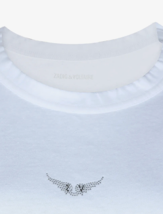 Zadig & Voltaire Marta T-skjorte med vinge strass Hvit