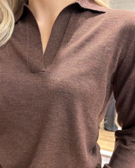 Gran Sasso Polo genser Lammeull Brun - ZhosLaila