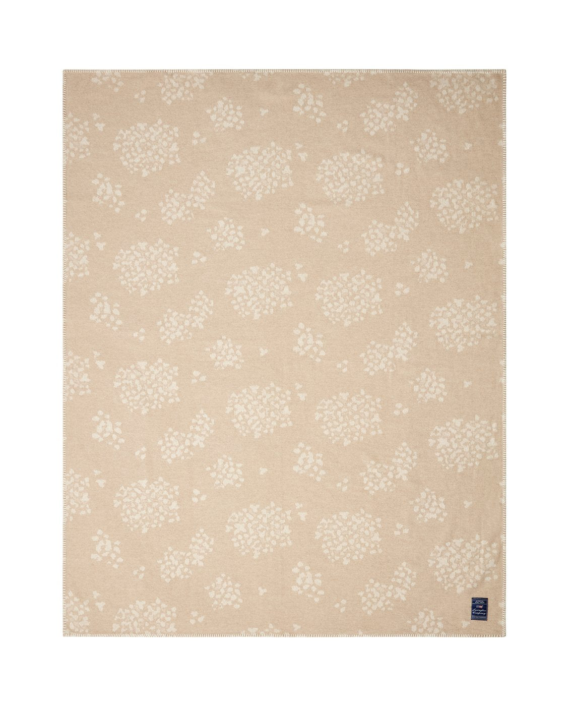 Blomster jacquard pledd i resirkulert ull Beige 130x170cm