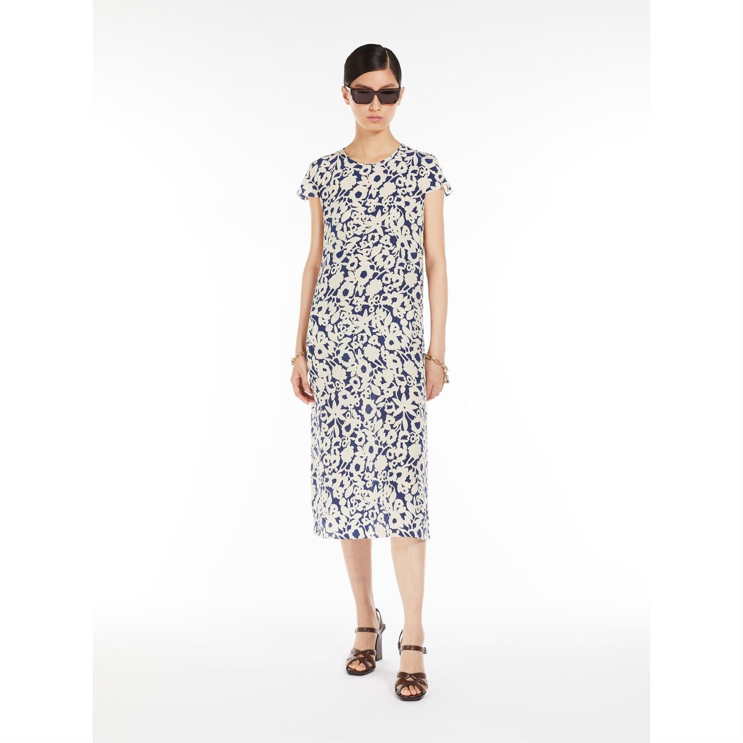 S Max Mara Gisella lang printet crepe kjole