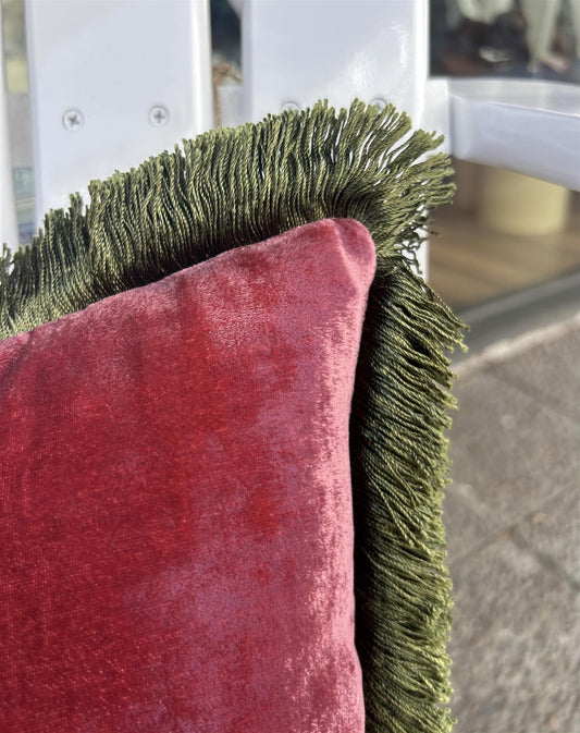 Ankedrechsel Vannmelon/grønn silkefløyel pute 35x35cm inkl innerpute - ZhosLaila