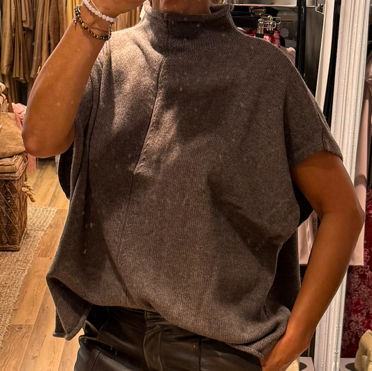 Brun vest i yak og ull