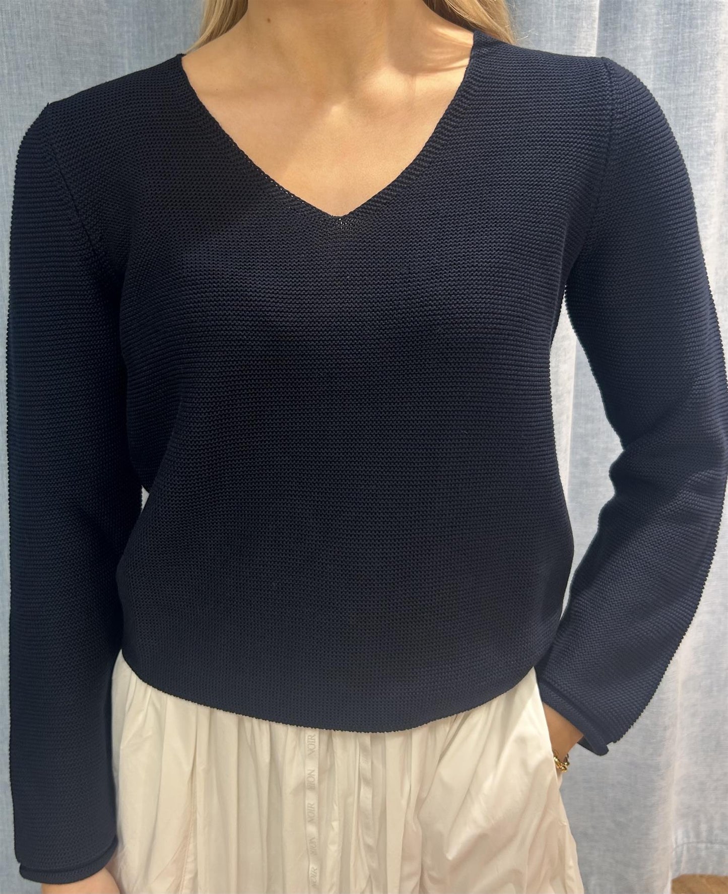 Gran Sasso Bomull v-genser Mørkeblå