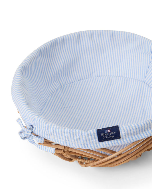 Lexington Home Bølgete rattankurv med fôr Blå/hvit