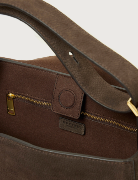 Orciani Sveva Nabucco Medium Bag i mørkebrunt skinn