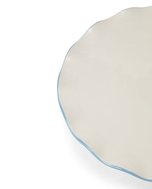 Lexington Home Bølget kakefat i steintøy Ø:30cm Hvit/blå