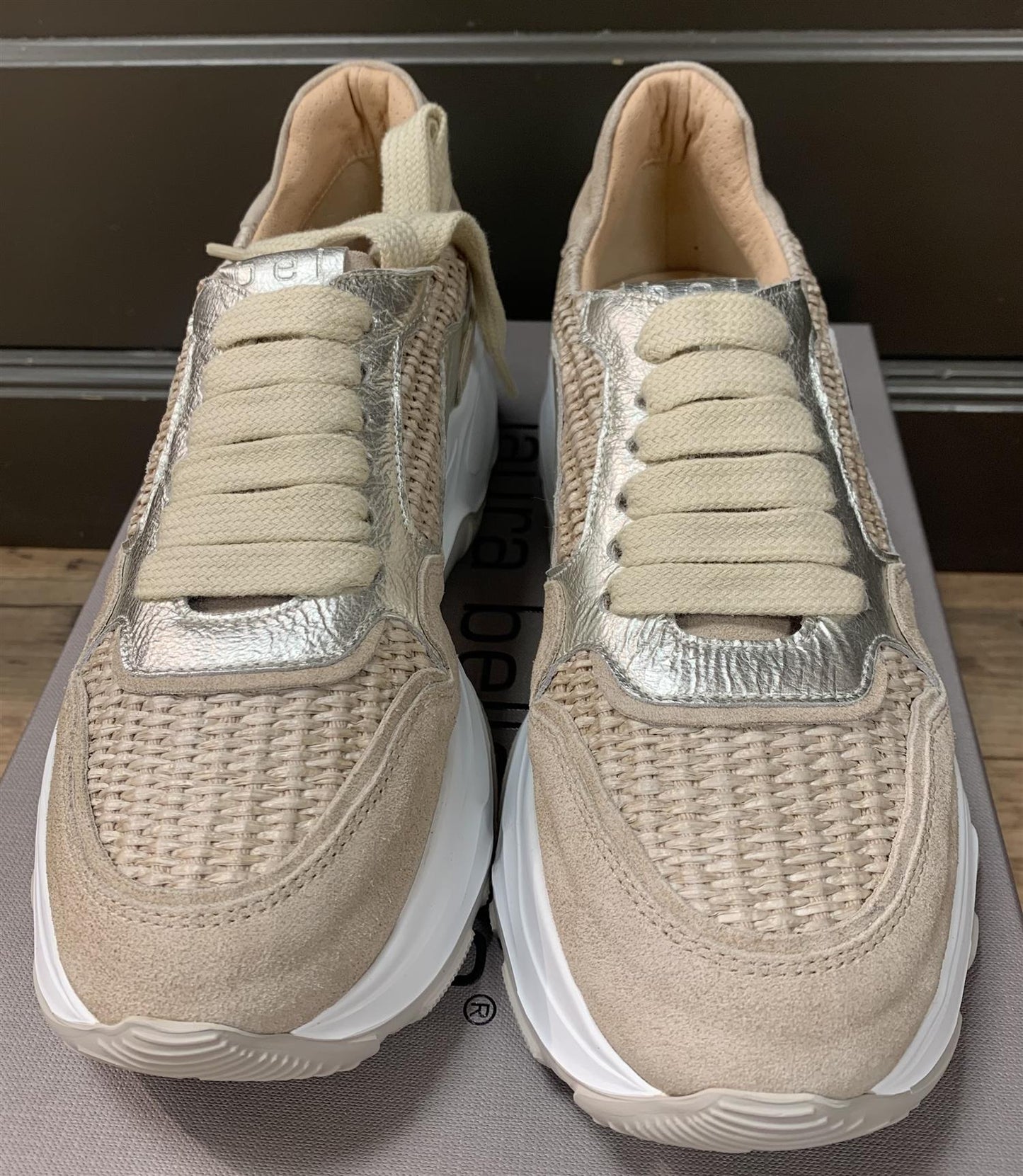 Laura Bellariva Sneakers med rafia og skinn Beige - ZhosLaila