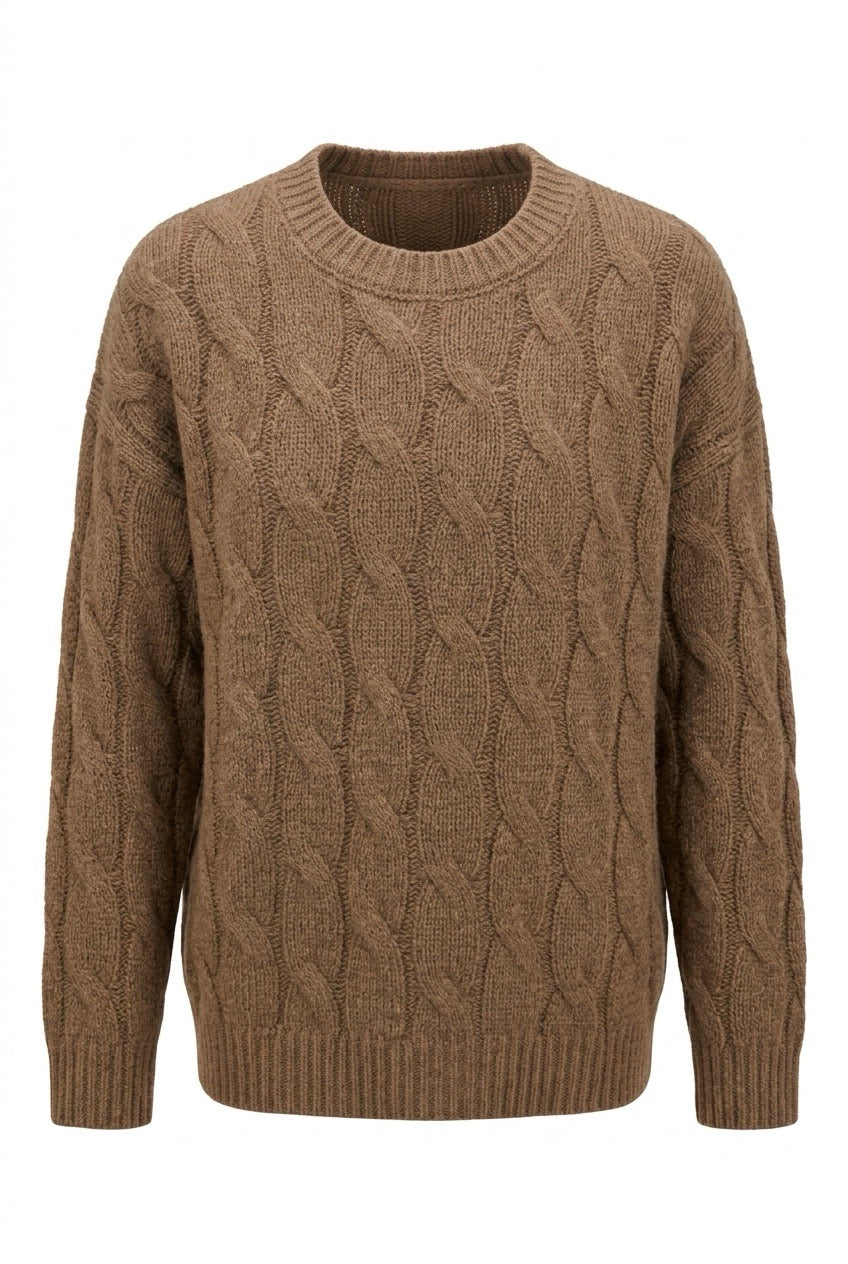 Notshy Cafe Au Lait kabel strikk genser Brun