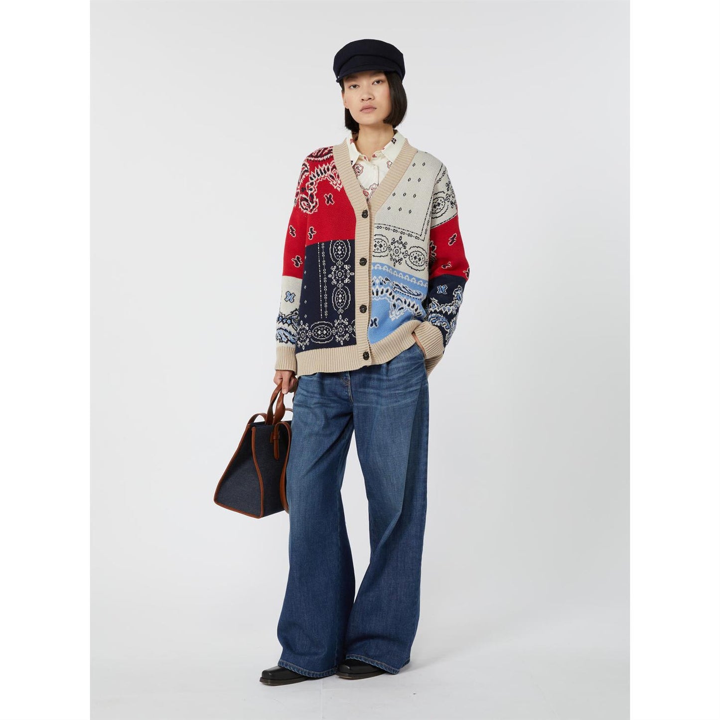 Max Mara Baobab Overdimensjonert cardigan i jacquardgarn