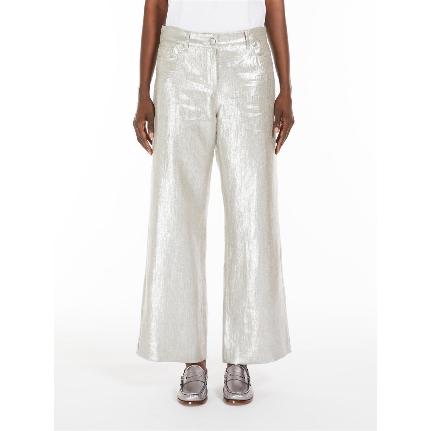 S Max Mara Malika 5-lommers linbukse Sølv - ZhosLaila