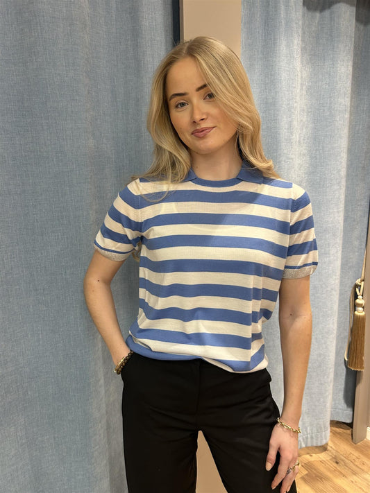 T-shirt striper Lyseblå
