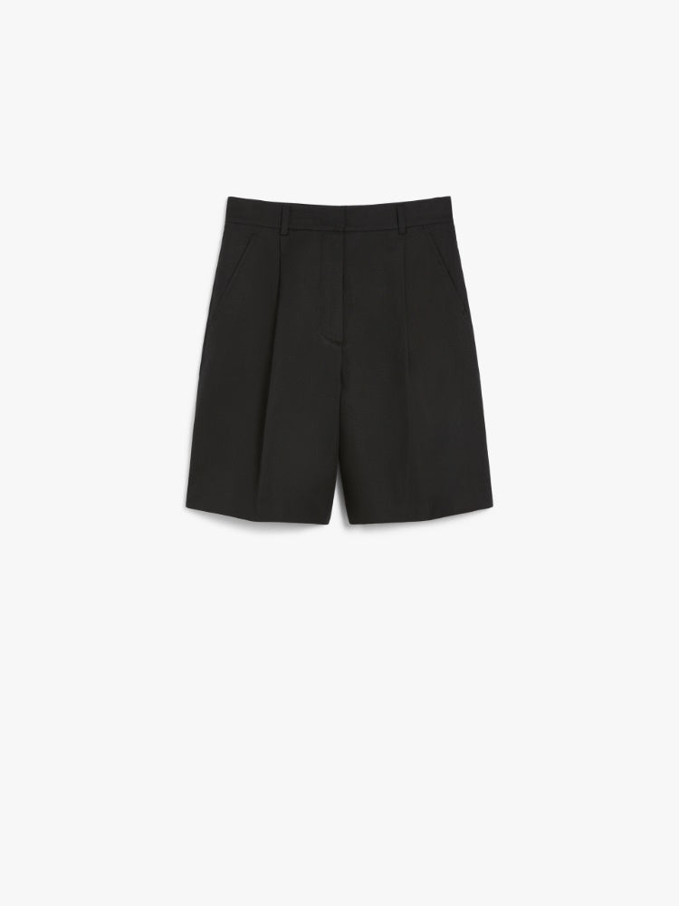 Max Mara Ecuba Bermudashorts i bomull og lin med utsving Sort - ZhosLaila
