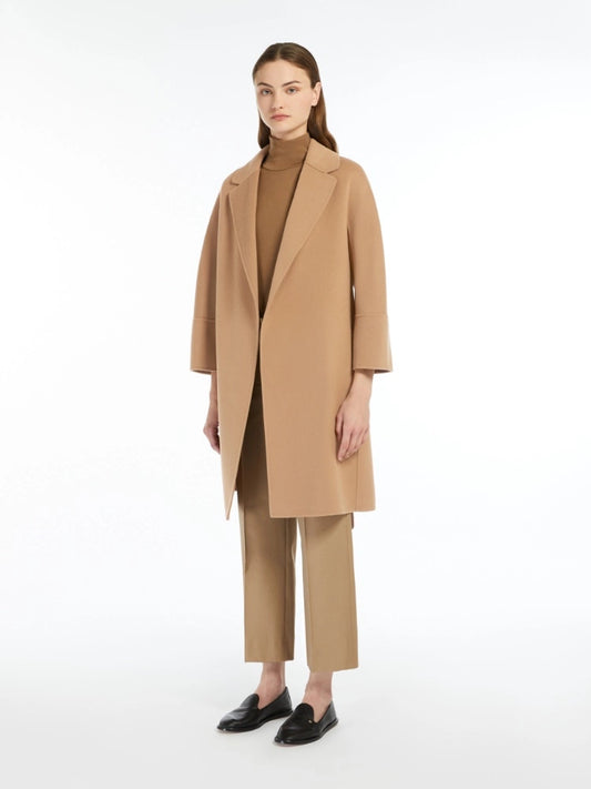 Max Mara Kort dobbeltsidig ullfrakk Arona Camel