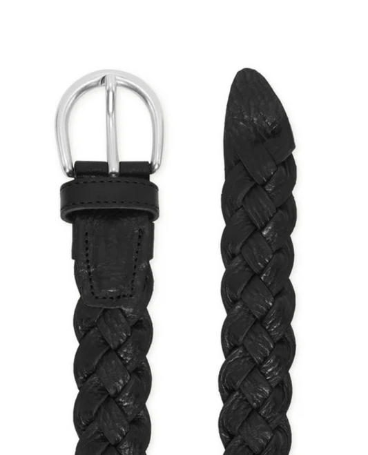 Flettet skinn belte 2cm Sort