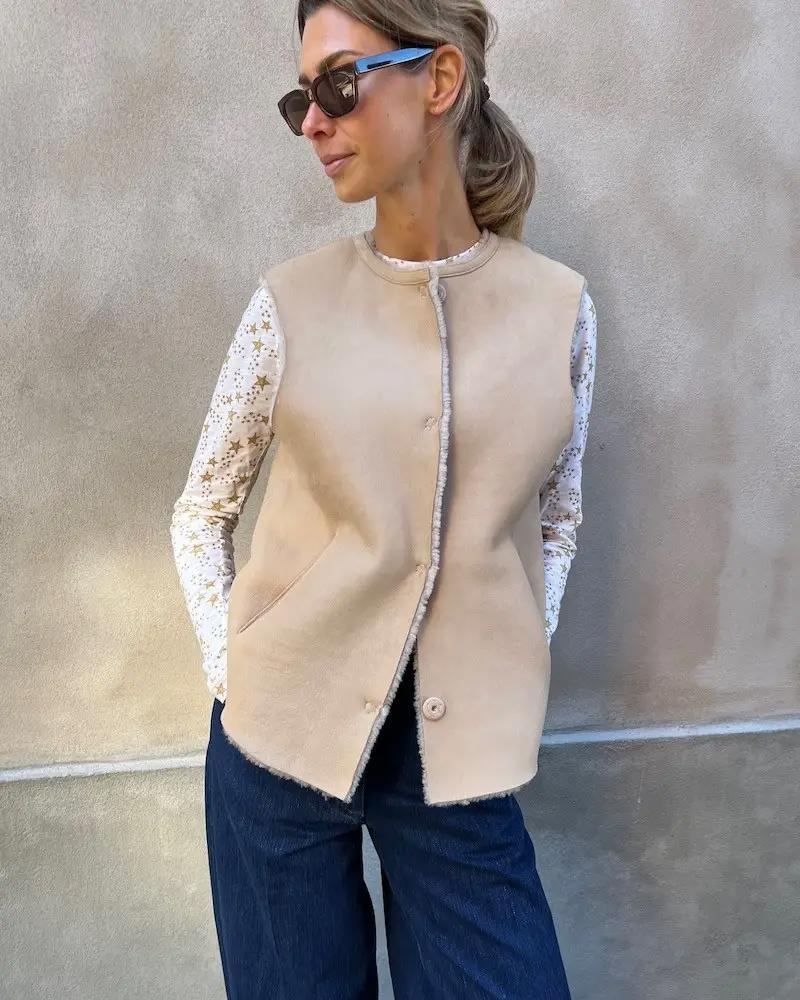 Utzon Heidis vendbar vest Beige