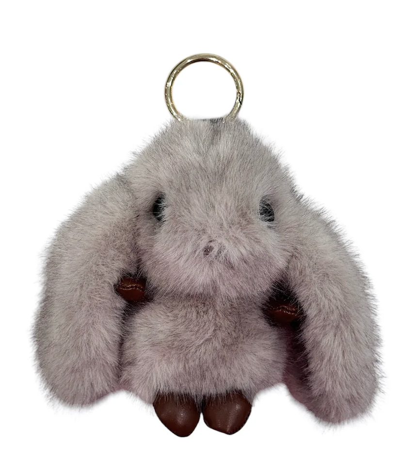 Dark Fluffy Kanin Veskepynt Grå - ZhosLaila