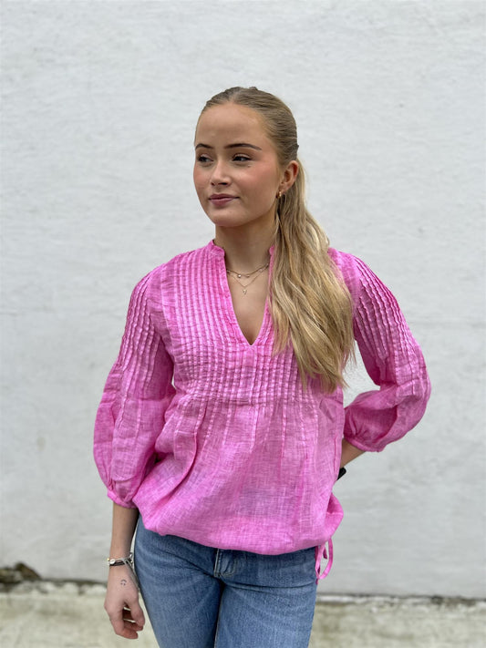 120% Lino Lin bluse Rosa - ZhosLaila