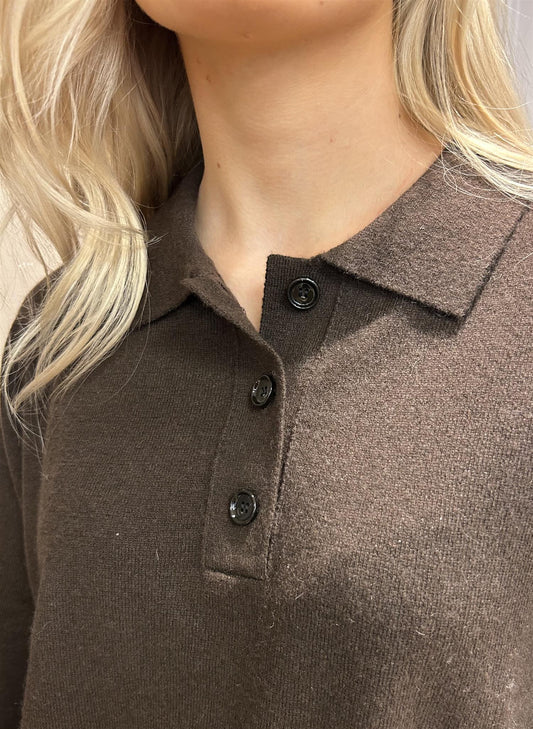 Allude klassisk genser med krage Mørkebrun - ZhosLaila