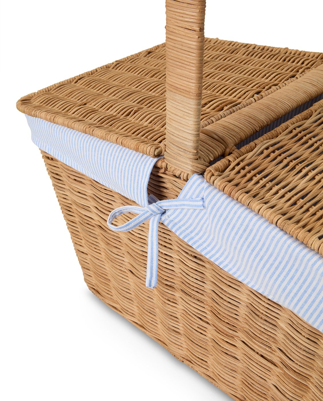Lexington Home Rattan piknikkurv med fôr Blå/hvit