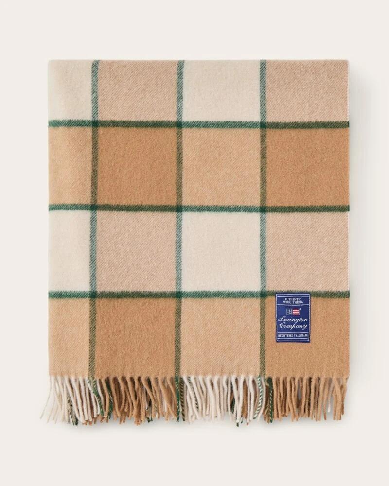Lexington Home Rutet pledd i resirkulert ull Beige/lys beige/grønn