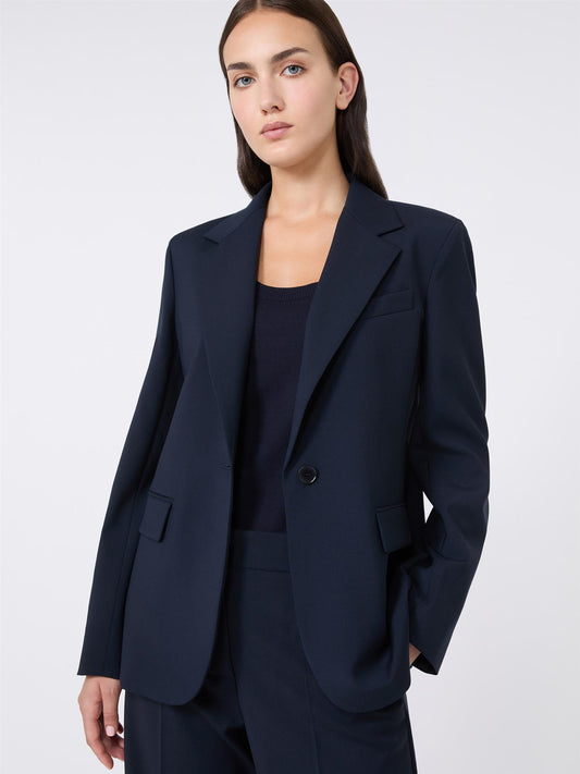 Max Mara Lamine Blazer i naturlig stretchull Mørkeblå