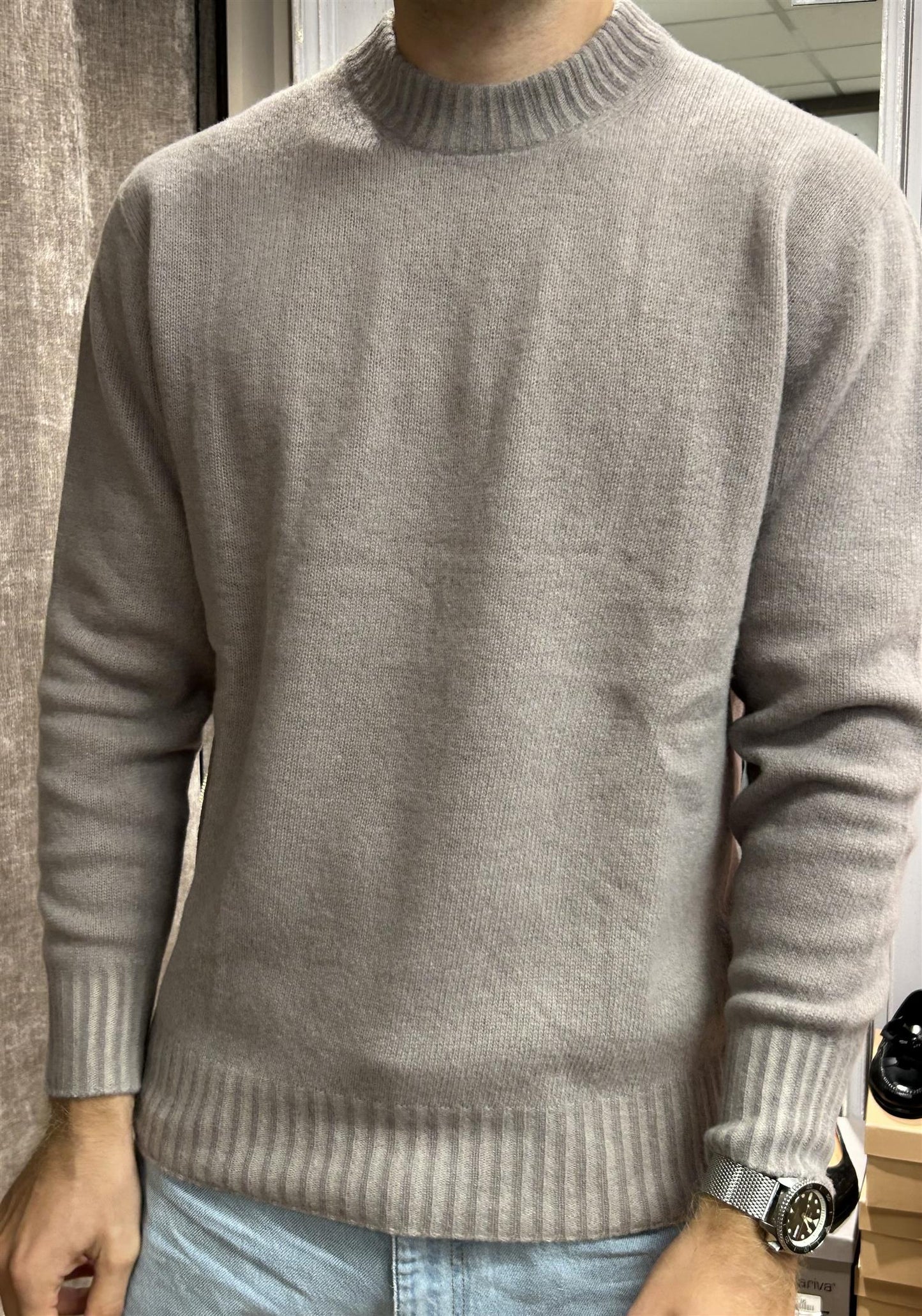 Altea Rocollo Ull/Kashmir genser med rund hals Beige melert - ZhosLaila