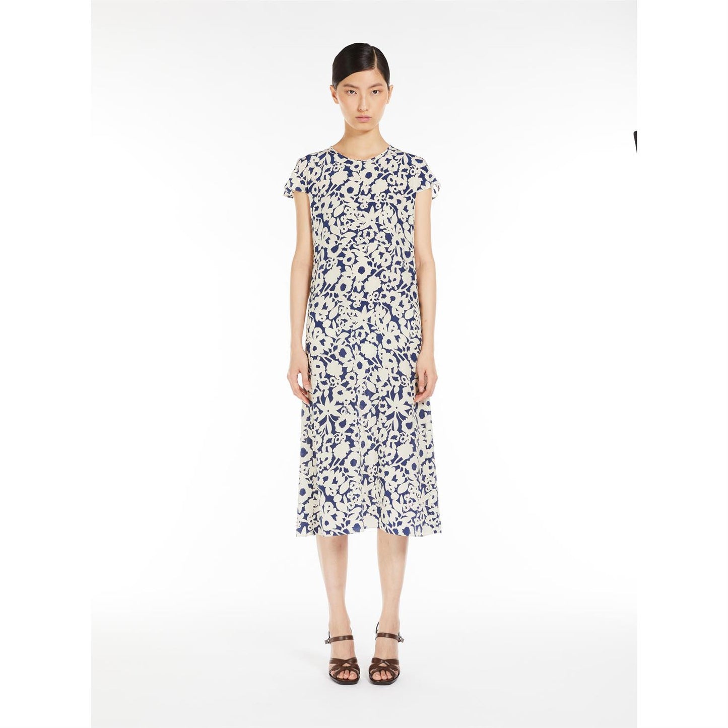 S Max Mara Gisella lang printet crepe kjole