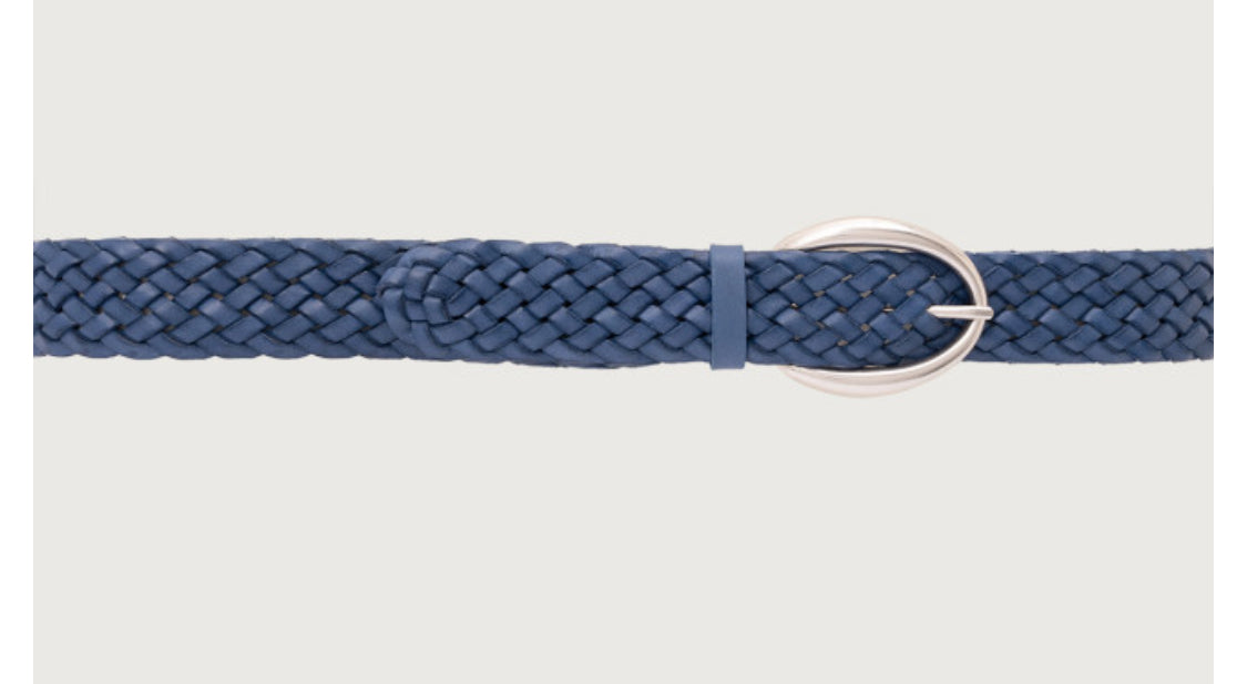 Orciani Flettet skinnbelte 3,5 cm Denimblå - ZhosLaila