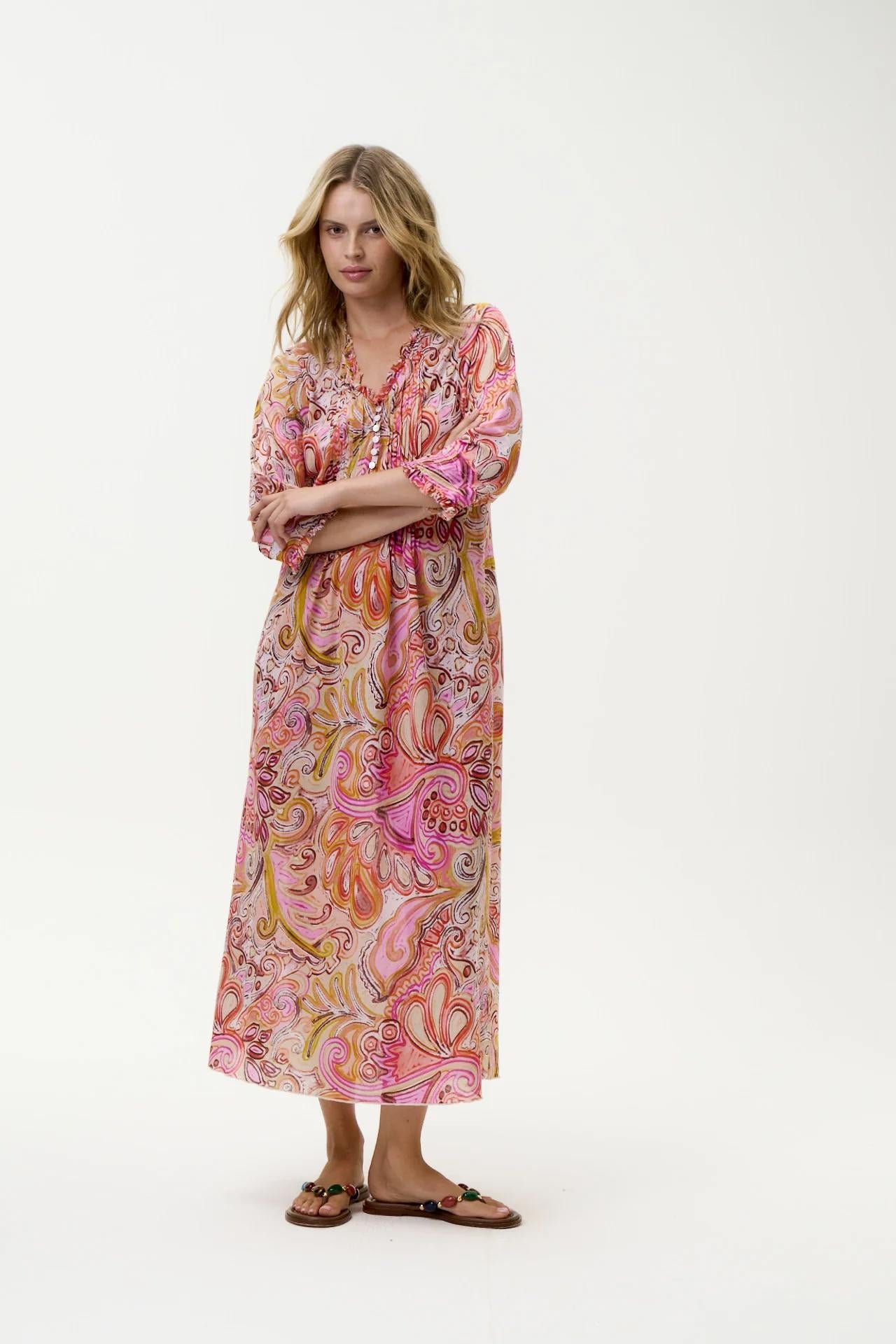 One Season Lang valmue-Muskat-Bomull-Multi Swirl
