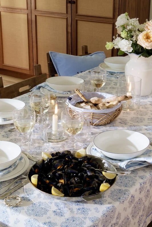 Lexington Home Steintøy bølget vase Hvit/blå H25cm