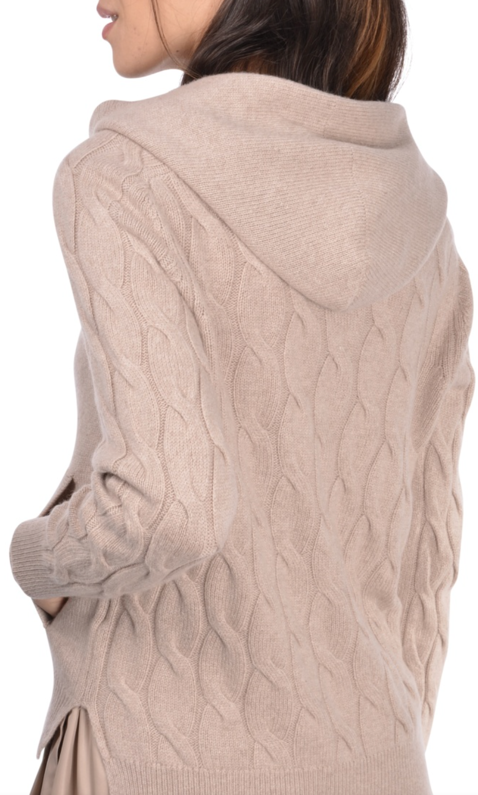 Gran Sasso Cashmere Zip Bomber Hettegenser/jakke Lys Beige - ZhosLaila