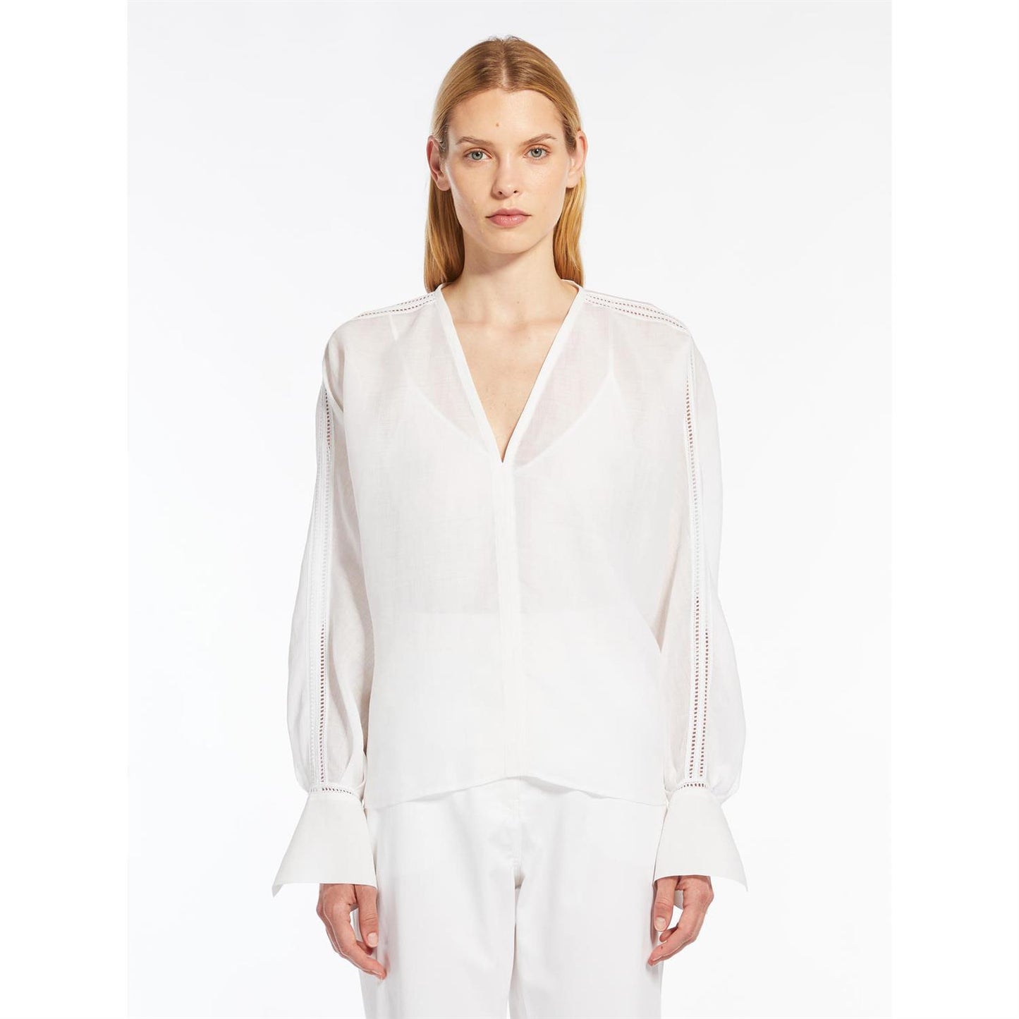 Max Mara Studio Leccio Bluse Hvit - ZhosLaila