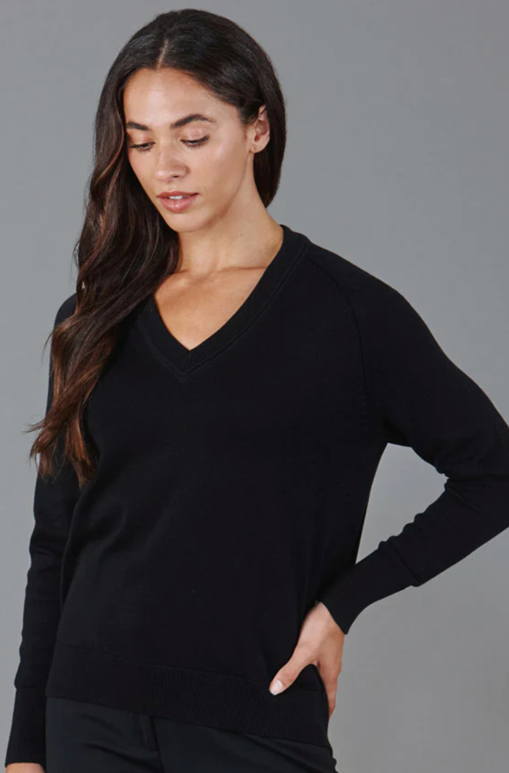 Gran Sasso Bomull Genser V-hals Sort - ZhosLaila