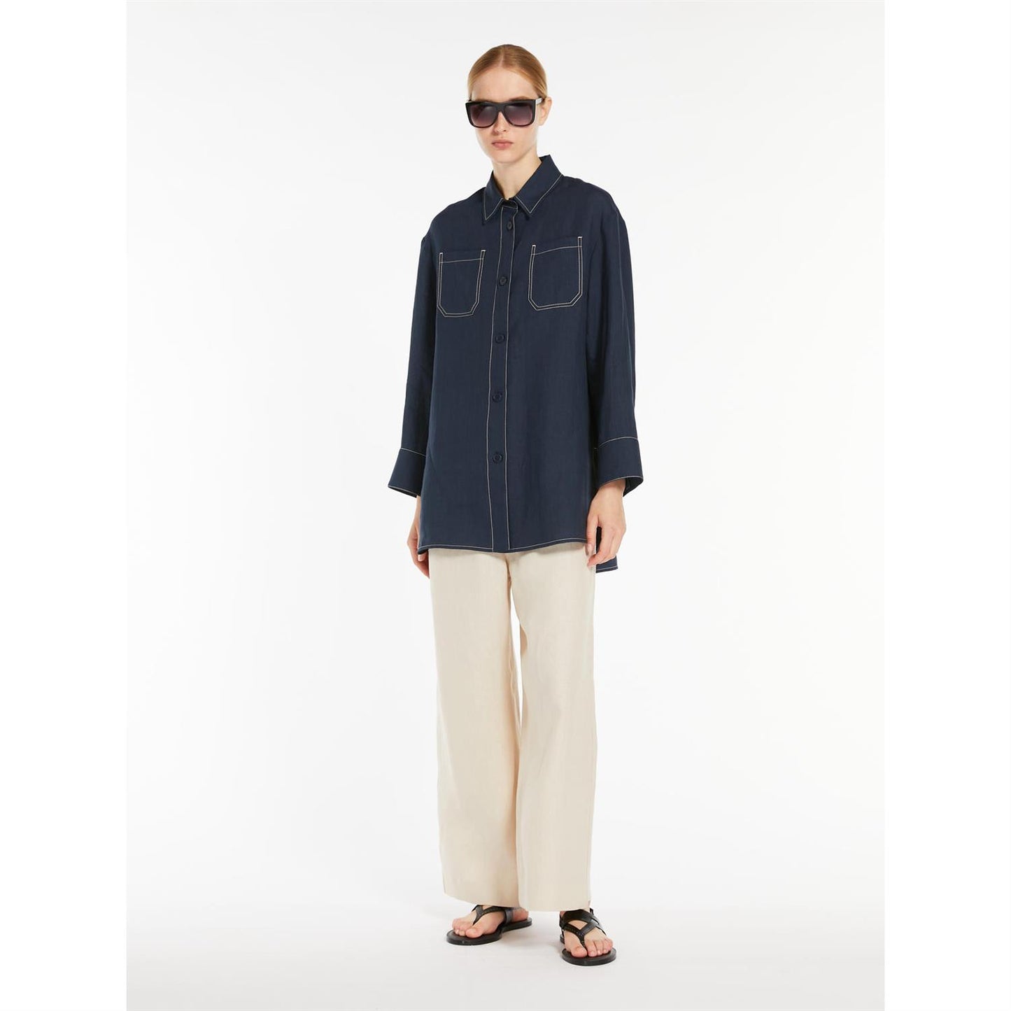 S Max Mara Daria Skjorte Blå - ZhosLaila